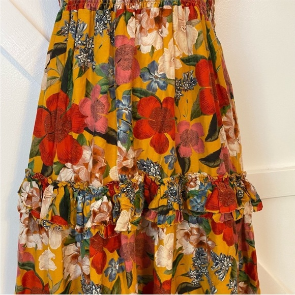 Nicholas Floral Printed Tiered Ruffle Smocked Prairie Sleeveless Midi Dress 16 - Picture 5 of 13